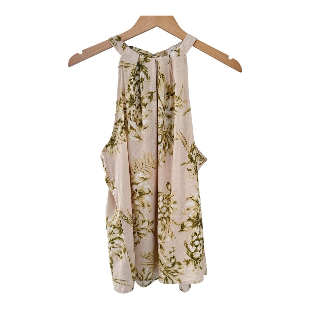 Panama Jack Tunic Tank Top Size Large Beige Green Pineapple Tropical NWT